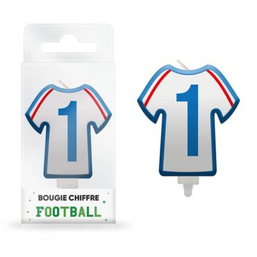 Bougie chiffre Football "1" en forme de maillot de foot | jourdefete.com