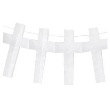 Guirlande en Papier - Croix - Blanc - 4 Mètres | jourdefete.com