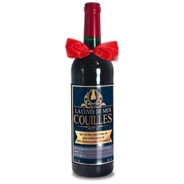 Vin Rouge La Cuvée de mes couilles, cadeau humoristique pour soirée décalée | jourdefete.com
