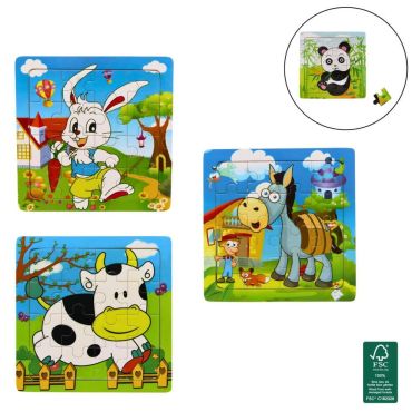 Puzzle en bois animaux de la ferme et panda 16 pièces | jourdefete.com