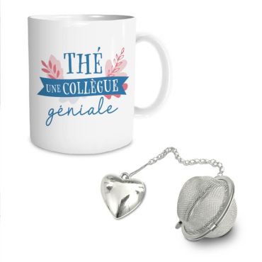 coffret mug et boule à thé collègue | jourdefete.com