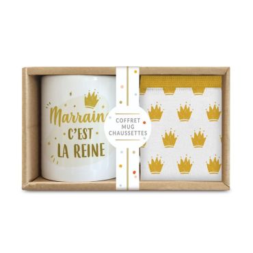 Un coffret composé d'un mug et d'une paire de chaussettes pour votre marraine | jourdefete.com