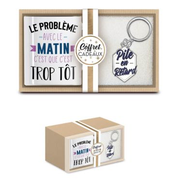 coffret cadeau porte clés le matin