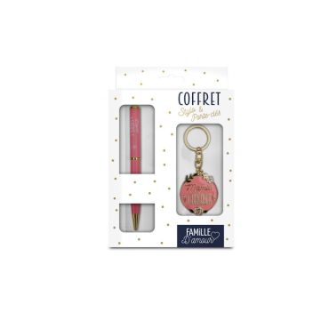 COFFRET STYLO + PORTE CLE "MAMIE CHERIE"
