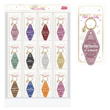 Porte-clés vintage à paillettes avec messages humoristiques et pompons blancs pour cadeaux d'invités festifs | jourdefete.com Porte-clés vintage à paillettes avec messages humoristiques et pompons blancs pour cadeaux d'invités festifs | jourdefete.com
