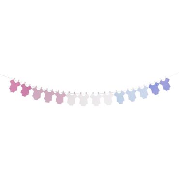 Guirlande Personnalisable Gender Reveal - Rose / Blanc / Bleu - 3 m x 23 cm | jourdefete.com
