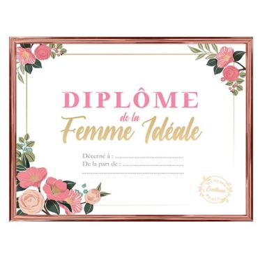 cadre diplôme femme idéale | jourdefete.com