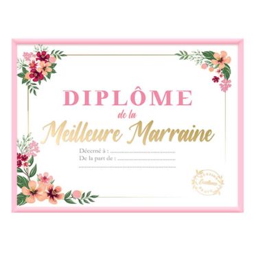 cadre diplôme meilleure marraine | jourdefete.com