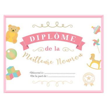 cadre diplôme meilleure nounou | jourdefete.com