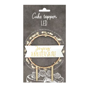 Cake topper LED Joyeux Anniversaire pour gâteaux festifs | jourdefete.com