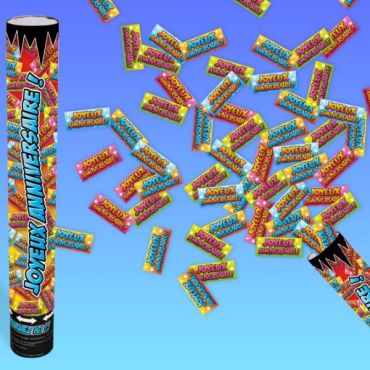 canon à confettis joyeux anniversaire