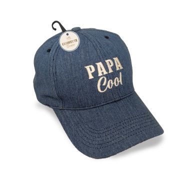 Casquette en jean bleue avec inscription “Papa Cool” brodée | jourdefete.com