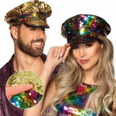 casquette sequin multicolore | jourdefete.com