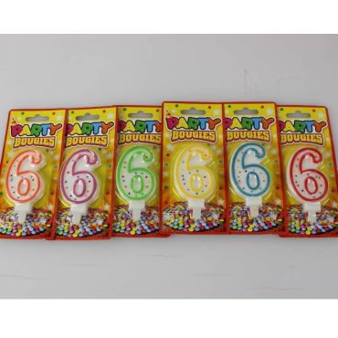 Bougie d'Anniversaire Chiffre 6 - Divers Coloris