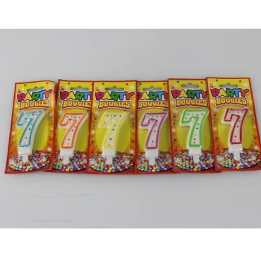 Bougie d'Anniversaire Chiffre 7 - Divers Coloris