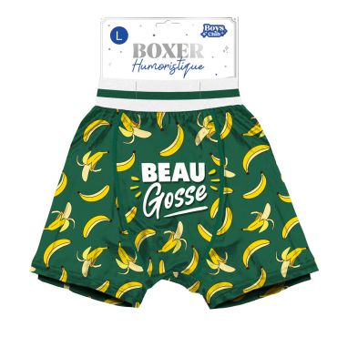 Boxer humoristique vert "Beau Gosse" à motif bananes pour homme | jourdefete.com