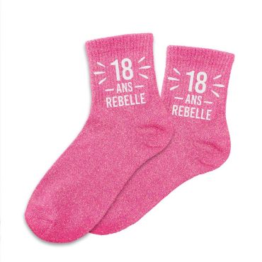 Chaussettes pailletées 18 ans rebelle pour femme | jourdefete.com