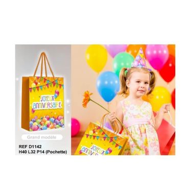 Pochette Cadeau "Joyeux Anniversaire" Festif - Grand Modèle