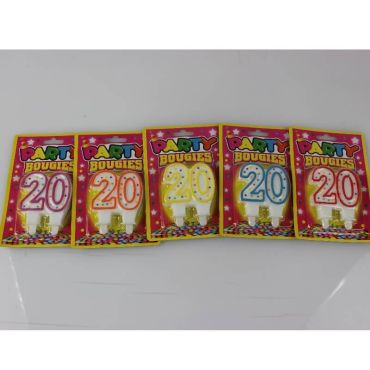 Bougie d'Anniversaire 20 ans - Coloris Divers