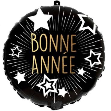 Ballon Métallique Hélium - "Bonne Année" - Noir et Or