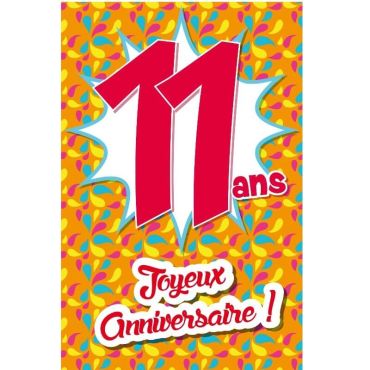 Carte d'Anniversaire Découp'âge avec enveloppe - 11 ans