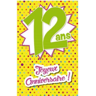 Carte d'Anniversaire Découp'âge avec enveloppe - 12 ans