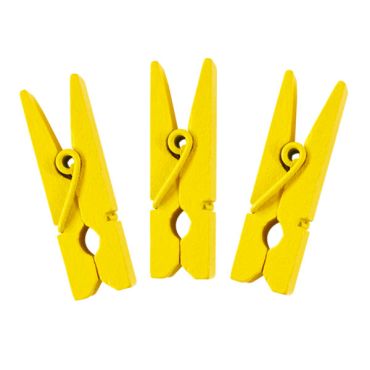 12 Petites Pinces en Bois - Jaune