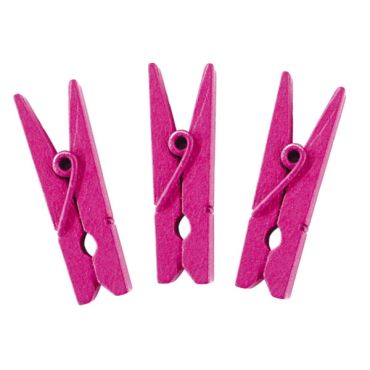 12 Petites Pinces en Bois - Fuchsia