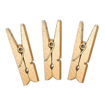 24 Mini Pinces en Bois Or