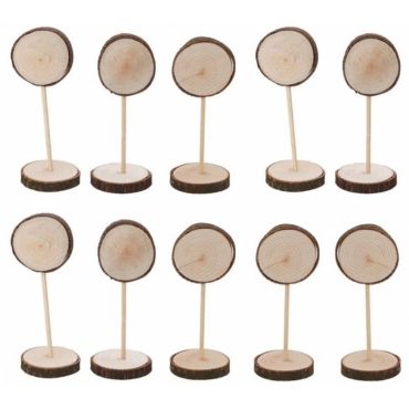 10 marque-places rondin de bois sur tige de 13,5 cm | jourdefete.com