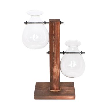 2 vases sur support en bois | jourdefete.com 2 vases sur support en bois | jourdefete.com