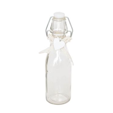 bouteille champetre de 20 cm deco dentelle et cœur | jourdefete.com