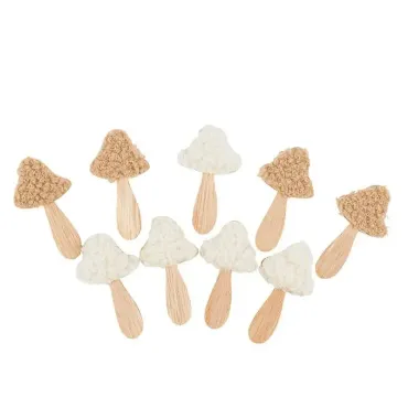 De splendides champignons adhésifs en bois de couleur blanc ou taupe pour votre table d'automne | jourdefete.com