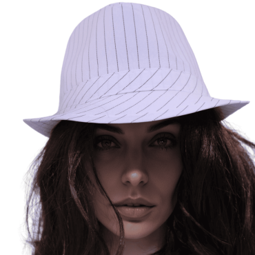 Chapeau Borsalino gangster blanc à rayures noires, costume rétro chic | jourdefete.com