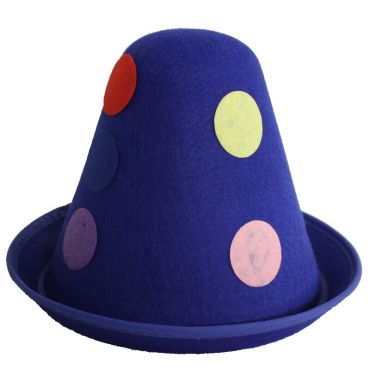 chapeau de clown bleu et ses pois multicolores | Jourdefete.com