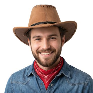 Chapeau de cowboy marron façon daim | jourdefete.com