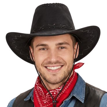 Chapeau de cow-boy noir avec lacet décoratif | jourdefete.com
