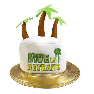 Optez pour ce joli chapeau doré en forme d'îlot à cocotiers comme cadeau pour un proche qui célèbre son départ à la retraite | jourdefete.com
