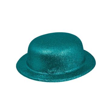 Chapeau melon pailleté - Turquoise