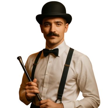 Homme portant un chapeau melon noir style Charleston | jourdefete.com