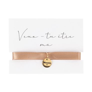 Bracelet médaillon camel, blanc et or "Veux-tu être ma marraine" | jourdefete.com