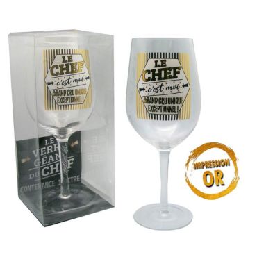 Verre à vin d'un litre le chef c'est moi, grand cru exceptionnel Verre à vin d'un litre le chef c'est moi, grand cru exceptionnel