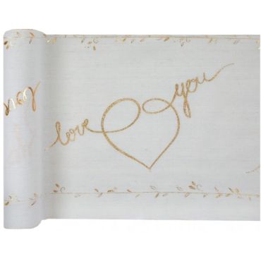 Chemin de Table en Coton "Just Married" - Or | jourdefete.com