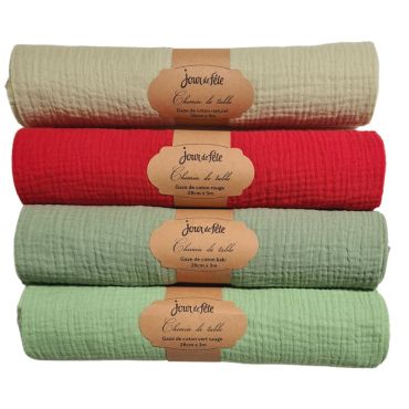 Un vaste choix de coloris pour votre chemin de table en gaze de coton | jourdefete.com