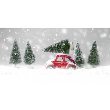 Chemin de Table Noël - Romance - Voiture Rouge avec Sapins | jourdefete.com Chemin de Table Noël - Romance - Voiture Rouge avec Sapins | jourdefete.com