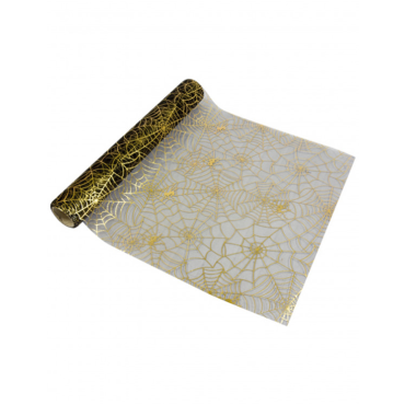 Ajoutez un peu de chic à votre table d'Halloween grâce à ce chemin de table noir et doré ! | jourdefete.com