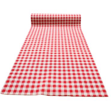Chemin de table vichy rouge à carreaux 28 cm x 5 m pour décoration de fête | jourdefete.com