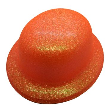 Chapeau Melon Pailleté - Orange Fluo