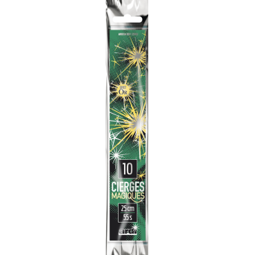 Cierges magiques de 25 cm, scintillements festifs dorés | jourdefete.com