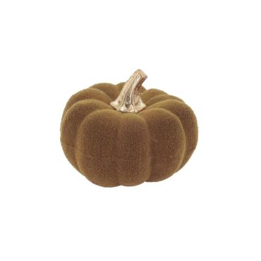 Citrouille en velours pistache avec tige dorée décorative | jourdefete.com